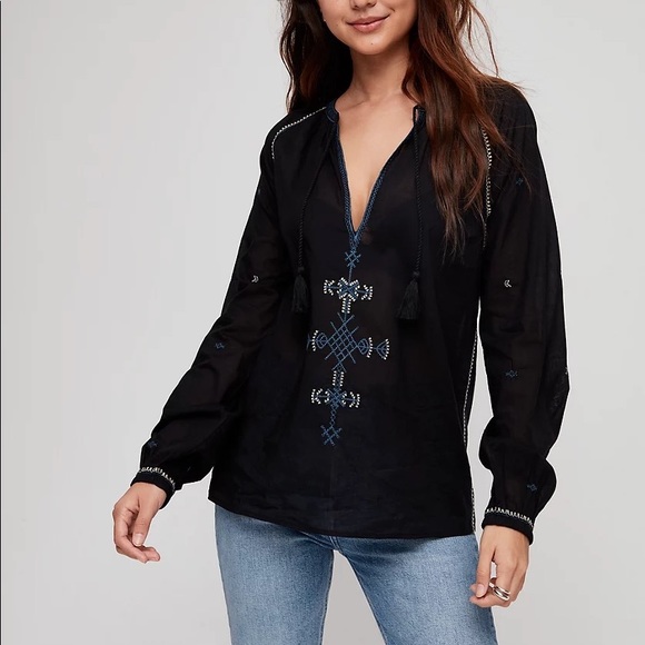 NWT Aritzia Sunday Best black Annalise Boho Blouse XS - Picture 10 of 10